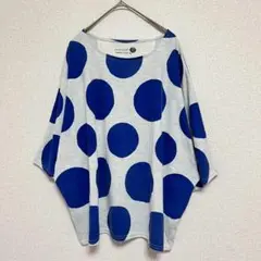 BARNDOOR バーンドア 半袖Tシャツ グレー 青 ドット柄 水玉模様 M