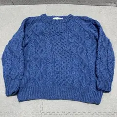 719 CLEO LTD アイルランド伝統編み 鮮烈ブルー アランケーブル総柄