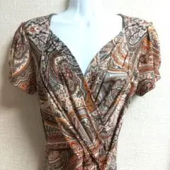 ワンピース半袖　ワンピースひざ丈　カシュクール　トロミワンピース　ハワイ　アジア