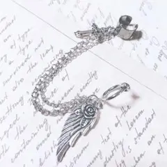 薔薇羽根×十字架 イヤーカフ ダミピ 穴不要