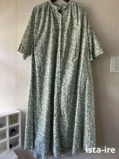 ista-ire イスターイレ 前開き花柄 5分袖 シャツワンピース
