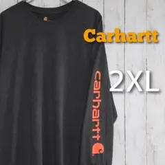 美品 2XL Carhartt カーハート ロンT 長袖 ワンポイントロゴ