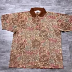 美品 ungaro ウンガロ 半袖 ポロシャツ 総柄 花柄 ナイガイ製 90s