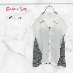 Black Sue ブラウス ノースリーブ 幾何学柄 切替 (M) 送料無料