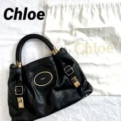 Chloe ヴィクトリア 2way ショルダーバッグ トートバッグ 黒 ゴールド