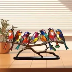 ステンド 鳥 枝 装飾品 ハチドリ テーブル アート 誕生日 置物 インテリア