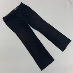 KUMIKYOKU ストレートワイドパンツ ブラック ストレッチ ベロア調