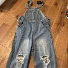 オーバーオール デニム サロペット ダメージ加工