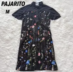 新品!!PAJARITO 半袖シャツワンピース M 花柄刺繍チュール