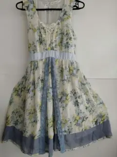 axes femme ノースリーブ ワンピース 花柄 Aライン ブルー