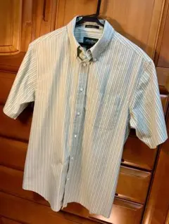 Eddie Bauer 半袖　ストライプ　ボタンダウン　シャツ　Mサイズ　古着