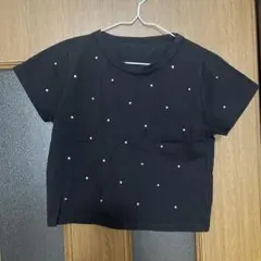 ビジューショート丈Tシャツ