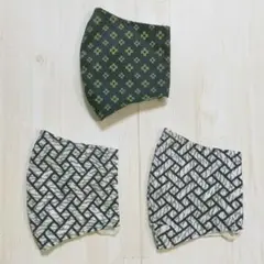 布マスク Lサイズ　3枚組　ハンドメイド　立体マスク　大人マスク　L08