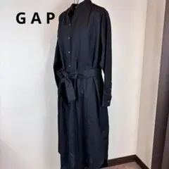 ★GAP★黒シャツワンピースウエストリボン付★新品タグ付★11900円★麻綿★