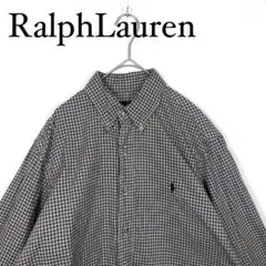 Ralph Lauren チェック柄 長袖ボタンダウンシャツ　ブラック　M