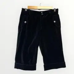 コーデュロイ ハーフパンツ　黒　キュロット　秋、冬