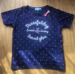 【即日発送!!】リンジィ ドット柄ロゴTシャツ ネイビー L(160cm)