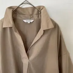PLST ベージュ オープンカラー チュニック S