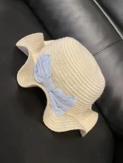 リボン付きベージュ麦わら帽子/44cm