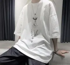 メンズ Tシャツ オーバーサイズ プリント シャツ トップス 白　新品
