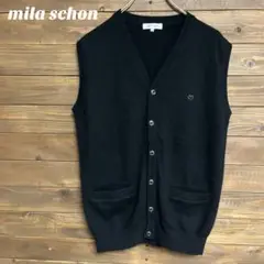♦︎【ミラショーン】mila schon ブラック Vネックベスト カシミヤ L