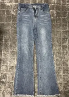 フレアパンツ　ブルー　ノーブランド