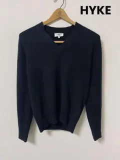 HYKE Vネック ニット セーター レディース ブラック ハイク