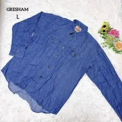 3513 GRESHAM【L】デニム長袖シャツ　オーバーサイズ　胸ポケット付き
