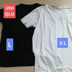 【美品】UNIQLO メンズ　Tシャツ L XL ブラック　ホワイト　2色セット