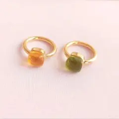 ヌードリング　キャンディリング ペリドット シトリン 2個セット