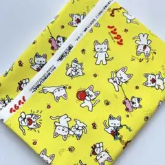 ノンタン オックス生地 イエロー 黄色 はぎれ ハギレ キャラクター生地 布