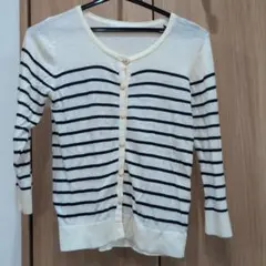 mystyWomanストライプデザイン五分袖カーディガン