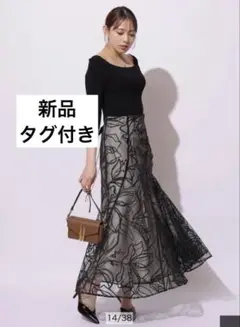 新品　マロウレースドッキングワンピース　レース　ドッキング　ブラック