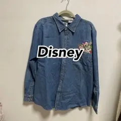 Disney デニムシャツ 2X スノーホワイト　小人　刺繍