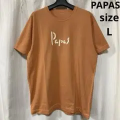 PAPAS パパス 半袖 ロゴTシャツ サーモンピンク系 L