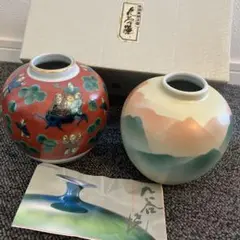 花瓶■青木木米「聾米造」江戸期（徳川時代）古い染付筒花器山郷山水 時代 骨董■ Yahoo!オークション -「青木木米」(花器、壷) (京焼)の落札相場