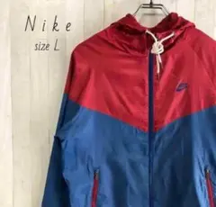 ナイキ☆スウッシュ プリントロゴ ナイロンジャケット 古着 90s Nike