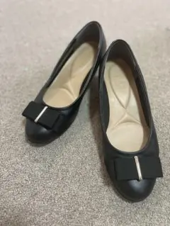 DIANA WELL FIT リボン パンプス ブラック 黒 23.5フォーマル