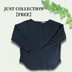 オシャレなプリーツ加工◎ JUST COLLECTION ネイビー カットソー