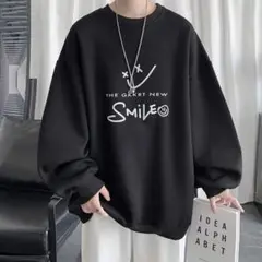 プリント　スウェット　男女　トレーナー　ユニセックス　2XL　黒　ブラック
