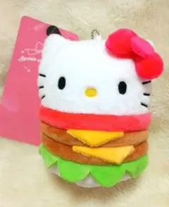 ハローキティ　マスコットチャーム　ハンバーガー　ホワイト
