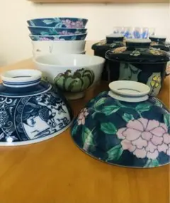陶器　茶碗蒸し　ご飯茶碗￼　たち吉　器　12点セット