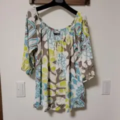 マヌヘアリイ manuhealii XL ブラウス スカイブルー