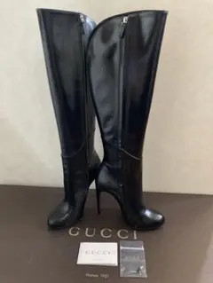 グッチGUCCI ニーハイエナメルブーツ ブラック 23cm 新古品