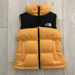 ノースフェイス550フィルイエロー黄色ニットダウンベストジャケット