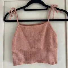 オレンジ リブ編みキャミソール