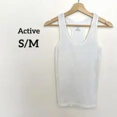 Active ホワイト タンクトップ 【S/M】フィット　トップス　インナー　夏