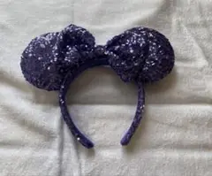 ディズニー ミニー スパンコール 紫 パープル カチューシャ