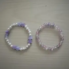 ハンドメイド　ビーズブレスレット　紫系　星