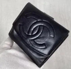 CHANEL シャネル ラムスキン黒財布